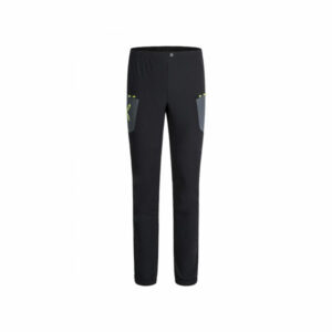 vista frontale del pantalone montura ski style pants colore nero con dettagli giallo fluo