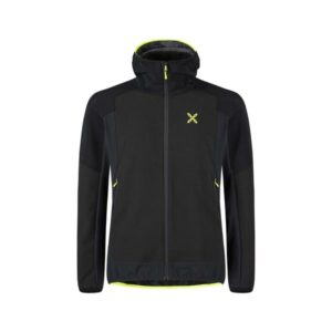 premium wind hoody jacket nero/giallo fluo